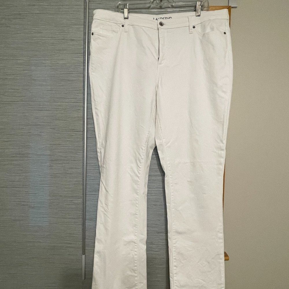 Land's End Mid Rise Straight White Jeans 18